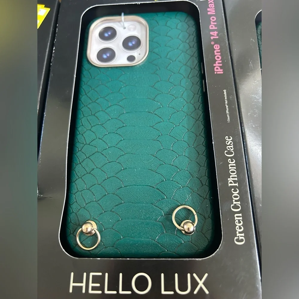 NWT Hello Lux iPhone 16 Pro Max Phone Case - Green Croc Wrapped